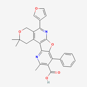 molecular formula C27H22N2O5 B3538455 5-(3-furyl)-2,2,10-trimethyl-8-phenyl-1,4-dihydro-2H-pyrano[4,3-d]pyrido[2',3':4,5]furo[2,3-b]pyridine-9-carboxylic acid 
