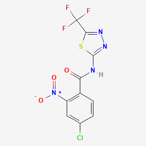molecular formula C10H4ClF3N4O3S B3538458 4-chloro-2-nitro-N-[5-(trifluoromethyl)-1,3,4-thiadiazol-2-yl]benzamide 