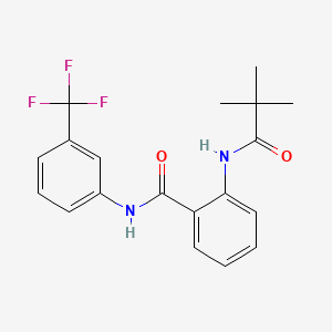 molecular formula C19H19F3N2O2 B3538469 2-[(2,2-dimethylpropanoyl)amino]-N-[3-(trifluoromethyl)phenyl]benzamide 