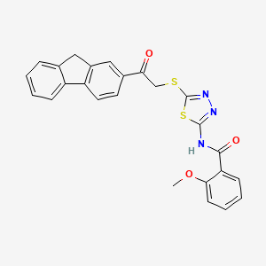 molecular formula C25H19N3O3S2 B3538478 N-(5-{[2-(9H-fluoren-2-yl)-2-oxoethyl]thio}-1,3,4-thiadiazol-2-yl)-2-methoxybenzamide 