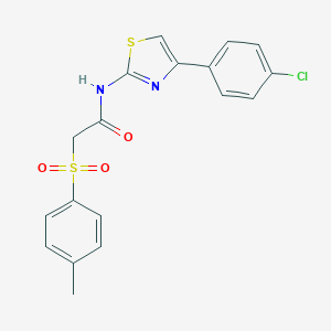 molecular formula C18H15ClN2O3S2 B353850 N-[4-(4-chlorophenyl)-1,3-thiazol-2-yl]-2-[(4-methylphenyl)sulfonyl]acetamide CAS No. 767323-37-5