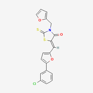 molecular formula C19H12ClNO3S2 B3538502 5-{[5-(3-chlorophenyl)-2-furyl]methylene}-3-(2-furylmethyl)-2-thioxo-1,3-thiazolidin-4-one 