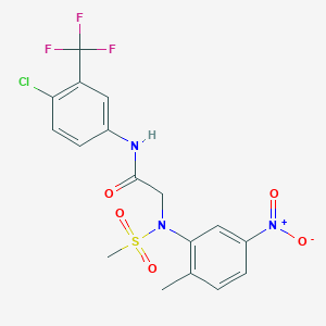 molecular formula C17H15ClF3N3O5S B3538504 N~1~-[4-chloro-3-(trifluoromethyl)phenyl]-N~2~-(2-methyl-5-nitrophenyl)-N~2~-(methylsulfonyl)glycinamide 