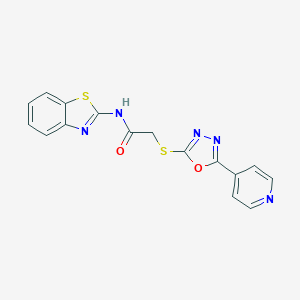 molecular formula C16H11N5O2S2 B353851 N-(1,3-苯并噻唑-2-基)-2-{[5-(4-吡啶基)-1,3,4-噁二唑-2-基]硫基}乙酰胺 CAS No. 826995-91-9
