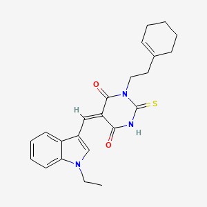 molecular formula C23H25N3O2S B3538510 1-[2-(1-cyclohexen-1-yl)ethyl]-5-[(1-ethyl-1H-indol-3-yl)methylene]-2-thioxodihydro-4,6(1H,5H)-pyrimidinedione 