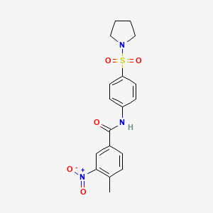 molecular formula C18H19N3O5S B3538540 4-methyl-3-nitro-N-[4-(1-pyrrolidinylsulfonyl)phenyl]benzamide 