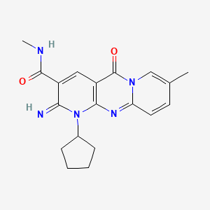 molecular formula C19H21N5O2 B3538541 1-cyclopentyl-2-imino-N,8-dimethyl-5-oxo-1,5-dihydro-2H-dipyrido[1,2-a:2',3'-d]pyrimidine-3-carboxamide 