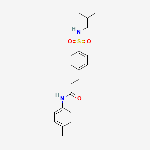 molecular formula C20H26N2O3S B3538544 3-{4-[(isobutylamino)sulfonyl]phenyl}-N-(4-methylphenyl)propanamide 