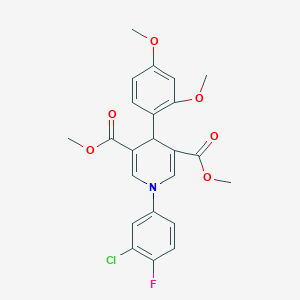 molecular formula C23H21ClFNO6 B3538549 dimethyl 1-(3-chloro-4-fluorophenyl)-4-(2,4-dimethoxyphenyl)-1,4-dihydro-3,5-pyridinedicarboxylate 