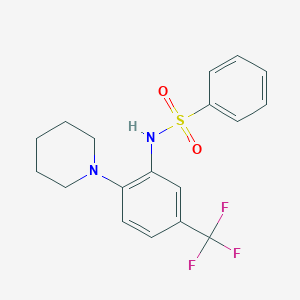 molecular formula C18H19F3N2O2S B3538560 N-[2-(1-piperidinyl)-5-(trifluoromethyl)phenyl]benzenesulfonamide 