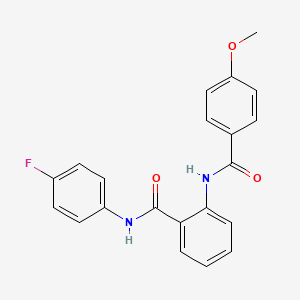 molecular formula C21H17FN2O3 B3538578 N-(4-fluorophenyl)-2-[(4-methoxybenzoyl)amino]benzamide 
