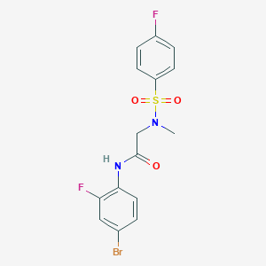 molecular formula C15H13BrF2N2O3S B3538584 N~1~-(4-bromo-2-fluorophenyl)-N~2~-[(4-fluorophenyl)sulfonyl]-N~2~-methylglycinamide 