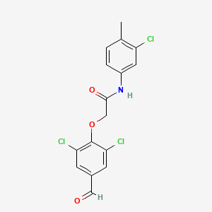 molecular formula C16H12Cl3NO3 B3538616 N-(3-chloro-4-methylphenyl)-2-(2,6-dichloro-4-formylphenoxy)acetamide 