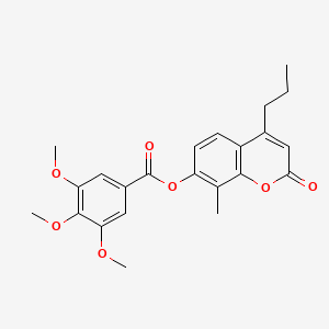 molecular formula C23H24O7 B3538626 8-methyl-2-oxo-4-propyl-2H-chromen-7-yl 3,4,5-trimethoxybenzoate 