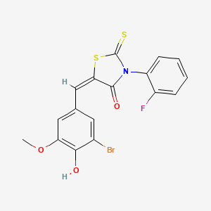 molecular formula C17H11BrFNO3S2 B3538647 5-(3-bromo-4-hydroxy-5-methoxybenzylidene)-3-(2-fluorophenyl)-2-thioxo-1,3-thiazolidin-4-one 