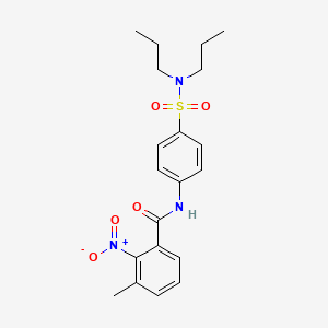 molecular formula C20H25N3O5S B3538703 N-{4-[(dipropylamino)sulfonyl]phenyl}-3-methyl-2-nitrobenzamide 
