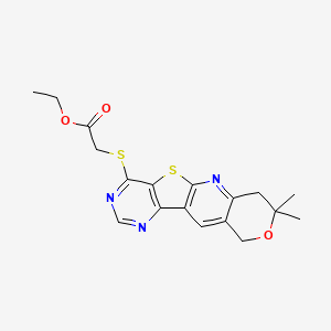 ethyl [(8,8-dimethyl-7,10-dihydro-8H-pyrano[3'',4'':5',6']pyrido[3',2':4,5]thieno[3,2-d]pyrimidin-4-yl)thio]acetate