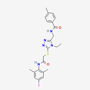 molecular formula C23H26IN5O2S B3538714 N-{[4-ethyl-5-({2-[(4-iodo-2,6-dimethylphenyl)amino]-2-oxoethyl}thio)-4H-1,2,4-triazol-3-yl]methyl}-4-methylbenzamide 