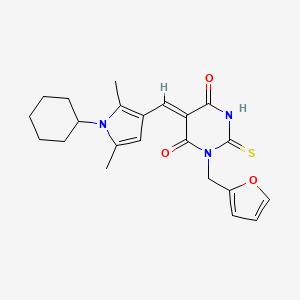 molecular formula C22H25N3O3S B3538720 5-[(1-cyclohexyl-2,5-dimethyl-1H-pyrrol-3-yl)methylene]-1-(2-furylmethyl)-2-thioxodihydro-4,6(1H,5H)-pyrimidinedione 