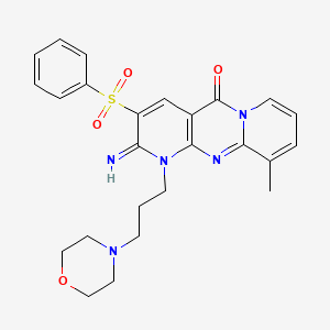 molecular formula C25H27N5O4S B3538739 2-imino-10-methyl-1-[3-(4-morpholinyl)propyl]-3-(phenylsulfonyl)-1,2-dihydro-5H-dipyrido[1,2-a:2',3'-d]pyrimidin-5-one 