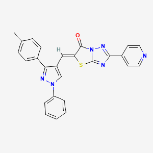 molecular formula C26H18N6OS B3538744 5-{[3-(4-methylphenyl)-1-phenyl-1H-pyrazol-4-yl]methylene}-2-(4-pyridinyl)[1,3]thiazolo[3,2-b][1,2,4]triazol-6(5H)-one 