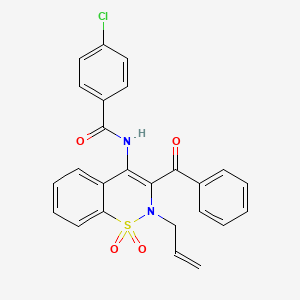 molecular formula C25H19ClN2O4S B3538761 N-(2-allyl-3-benzoyl-1,1-dioxido-2H-1,2-benzothiazin-4-yl)-4-chlorobenzamide 