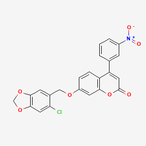molecular formula C23H14ClNO7 B3538763 7-[(6-chloro-1,3-benzodioxol-5-yl)methoxy]-4-(3-nitrophenyl)-2H-chromen-2-one 