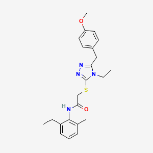 molecular formula C23H28N4O2S B3538800 2-{[4-ethyl-5-(4-methoxybenzyl)-4H-1,2,4-triazol-3-yl]thio}-N-(2-ethyl-6-methylphenyl)acetamide 