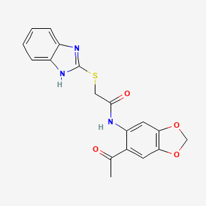 N-(6-acetyl-1,3-benzodioxol-5-yl)-2-(1H-benzimidazol-2-ylthio)acetamide
