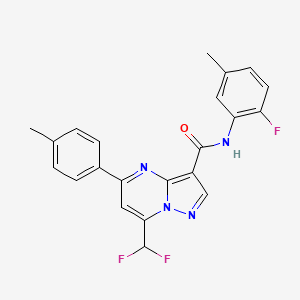 molecular formula C22H17F3N4O B3538823 7-(difluoromethyl)-N-(2-fluoro-5-methylphenyl)-5-(4-methylphenyl)pyrazolo[1,5-a]pyrimidine-3-carboxamide 