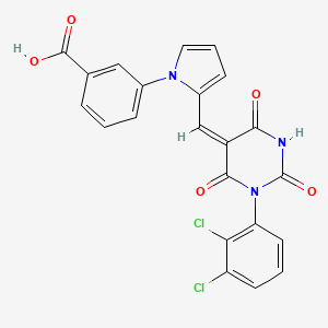 molecular formula C22H13Cl2N3O5 B3538827 3-(2-{[1-(2,3-dichlorophenyl)-2,4,6-trioxotetrahydro-5(2H)-pyrimidinylidene]methyl}-1H-pyrrol-1-yl)benzoic acid 