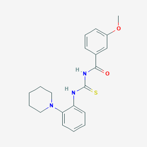 molecular formula C20H23N3O2S B3538840 3-methoxy-N-({[2-(1-piperidinyl)phenyl]amino}carbonothioyl)benzamide 