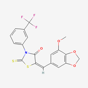5-[(7-methoxy-1,3-benzodioxol-5-yl)methylene]-2-thioxo-3-[3-(trifluoromethyl)phenyl]-1,3-thiazolidin-4-one