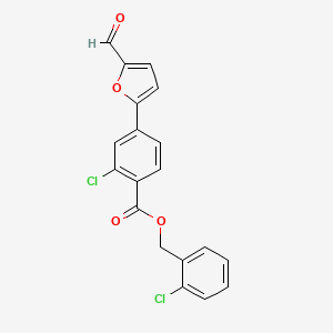 molecular formula C19H12Cl2O4 B3538881 2-chlorobenzyl 2-chloro-4-(5-formyl-2-furyl)benzoate 