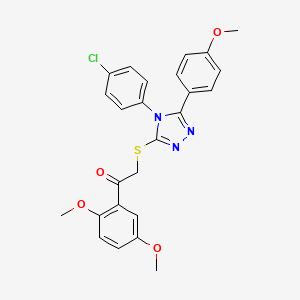 molecular formula C25H22ClN3O4S B3538893 2-{[4-(4-chlorophenyl)-5-(4-methoxyphenyl)-4H-1,2,4-triazol-3-yl]thio}-1-(2,5-dimethoxyphenyl)ethanone 