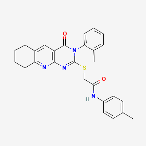 molecular formula C27H26N4O2S B3538908 N-(4-methylphenyl)-2-{[3-(2-methylphenyl)-4-oxo-3,4,6,7,8,9-hexahydropyrimido[4,5-b]quinolin-2-yl]thio}acetamide 