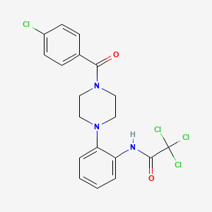 molecular formula C19H17Cl4N3O2 B3538917 2,2,2-trichloro-N-{2-[4-(4-chlorobenzoyl)-1-piperazinyl]phenyl}acetamide 