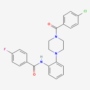 molecular formula C24H21ClFN3O2 B3538981 N-{2-[4-(4-chlorobenzoyl)-1-piperazinyl]phenyl}-4-fluorobenzamide 
