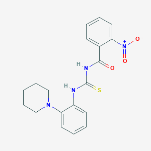 molecular formula C19H20N4O3S B3538994 2-nitro-N-({[2-(1-piperidinyl)phenyl]amino}carbonothioyl)benzamide 