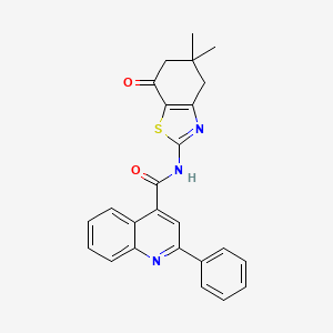 molecular formula C25H21N3O2S B3538999 N-(5,5-dimethyl-7-oxo-4,5,6,7-tetrahydro-1,3-benzothiazol-2-yl)-2-phenyl-4-quinolinecarboxamide 