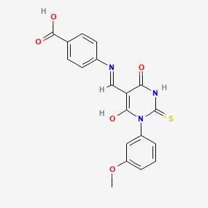 molecular formula C19H15N3O5S B3539005 4-({[1-(3-methoxyphenyl)-4,6-dioxo-2-thioxotetrahydro-5(2H)-pyrimidinylidene]methyl}amino)benzoic acid 