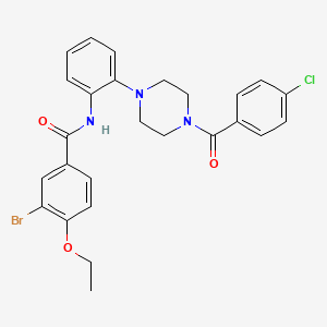 molecular formula C26H25BrClN3O3 B3539021 3-bromo-N-{2-[4-(4-chlorobenzoyl)-1-piperazinyl]phenyl}-4-ethoxybenzamide 