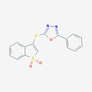 molecular formula C16H10N2O3S2 B353903 1,1-Dioxido-1-benzothien-3-yl 5-phenyl-1,3,4-oxadiazol-2-yl sulfide CAS No. 667901-18-0