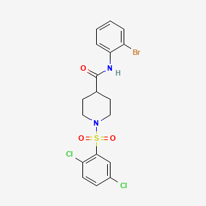 molecular formula C18H17BrCl2N2O3S B3539042 N-(2-bromophenyl)-1-[(2,5-dichlorophenyl)sulfonyl]-4-piperidinecarboxamide 