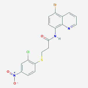 molecular formula C18H13BrClN3O3S B3539044 N-(5-bromo-8-quinolinyl)-3-[(2-chloro-4-nitrophenyl)thio]propanamide 