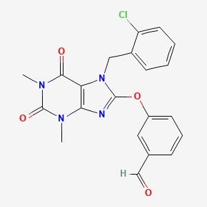 molecular formula C21H17ClN4O4 B3539048 3-{[7-(2-chlorobenzyl)-1,3-dimethyl-2,6-dioxo-2,3,6,7-tetrahydro-1H-purin-8-yl]oxy}benzaldehyde 