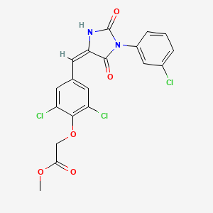 molecular formula C19H13Cl3N2O5 B3539055 methyl (2,6-dichloro-4-{[1-(3-chlorophenyl)-2,5-dioxo-4-imidazolidinylidene]methyl}phenoxy)acetate 
