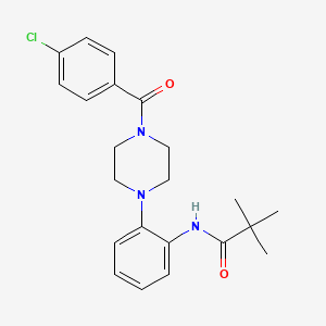 molecular formula C22H26ClN3O2 B3539060 N-{2-[4-(4-chlorobenzoyl)-1-piperazinyl]phenyl}-2,2-dimethylpropanamide 
