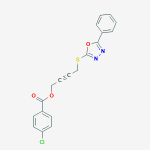molecular formula C19H13ClN2O3S B353908 4-[(5-Phenyl-1,3,4-oxadiazol-2-yl)sulfanyl]-2-butynyl 4-chlorobenzoate CAS No. 669715-97-3