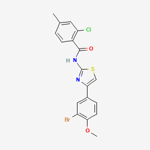 N-[4-(3-bromo-4-methoxyphenyl)-1,3-thiazol-2-yl]-2-chloro-4-methylbenzamide